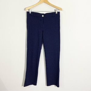 Betabrand Navy Blue Windowpane Square Plaid High Rise Straight Leg Pants